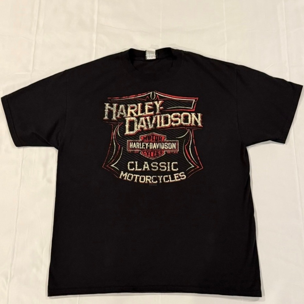 Harley Davidson T Shirt Large Black Classic Motorcycles Colonial Beach VA Biker